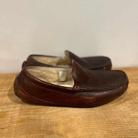 Ugg mens ascot leather slippers size 11 dark brownn leather GUC‎ main image 7